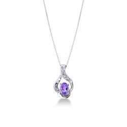 White gold 18k pendant with diamonds and amethyst