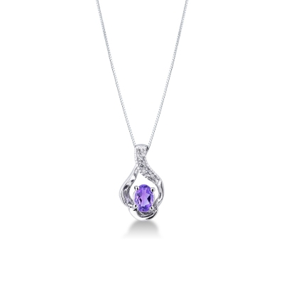 White gold 18k pendant with diamonds and amethyst
