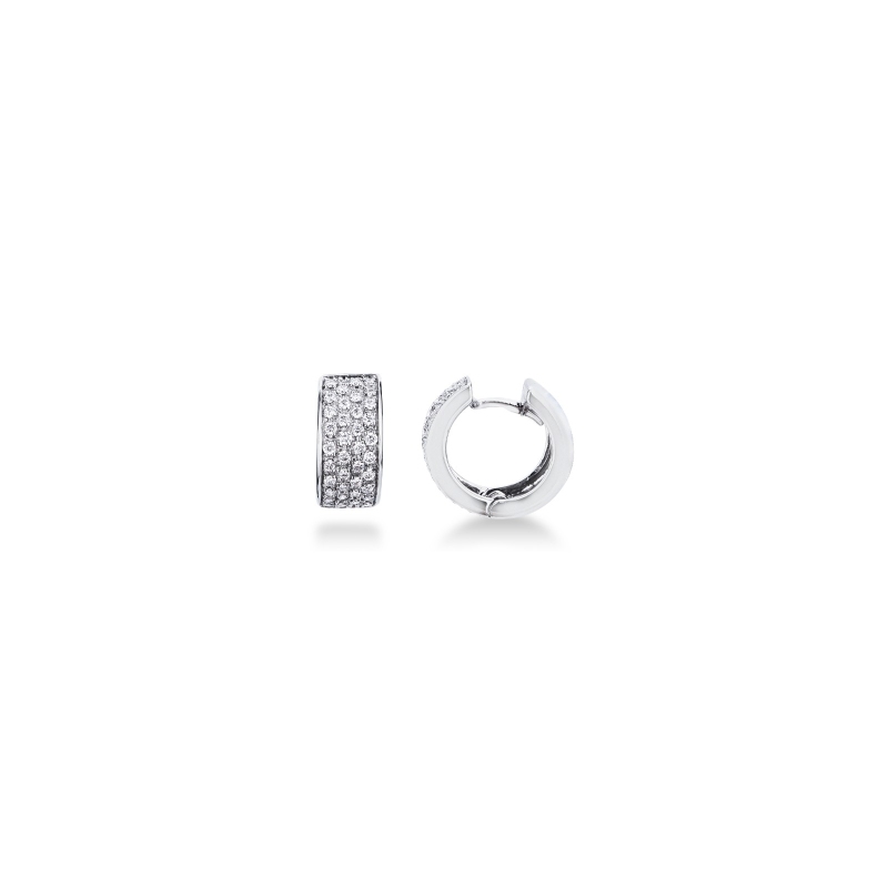 Orecchini a cerchio in oro bianco 18k con diamanti, 0,60 ct.