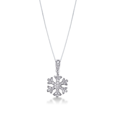 18k white gold snowflake pendant with diamonds