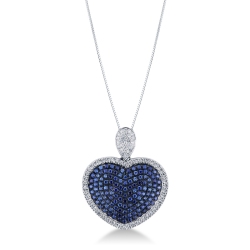 Heart pendant with blue sapphires and diamonds