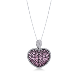 Heart pendant with pink sapphire and diamonds 