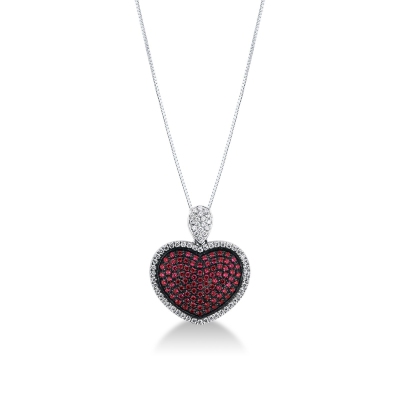 Heart pendant with rubies and diamonds