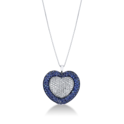 Diamond and sapphire heart shape pendant