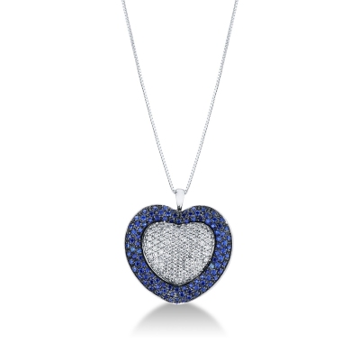 Diamond and sapphire heart shape pendant