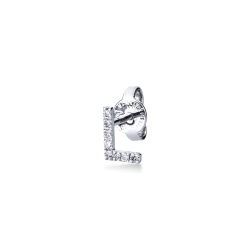 18k white gold single earring in diamonds letter L