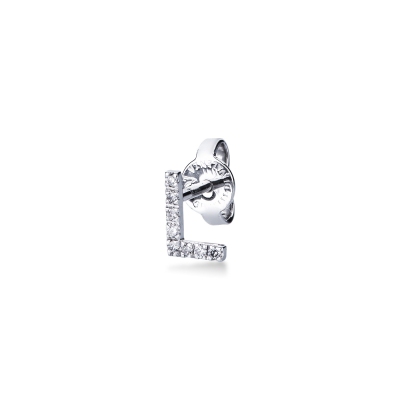 18k white gold single earring in diamonds letter L