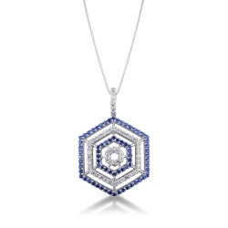 Octagon pendant with diamonds and sapphires