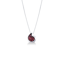 Fancy pendant with burnished rubies pavé 