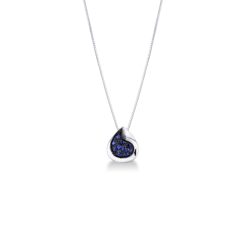 Fancy pendant with sapphires on burnished top