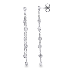 White gold 18k drop earrings with 7 bezel diamonds 