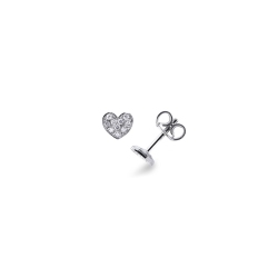 18k white gold heart earrings with diamond pavè