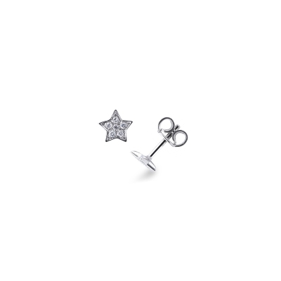18k white gold star earrings with diamond pavè