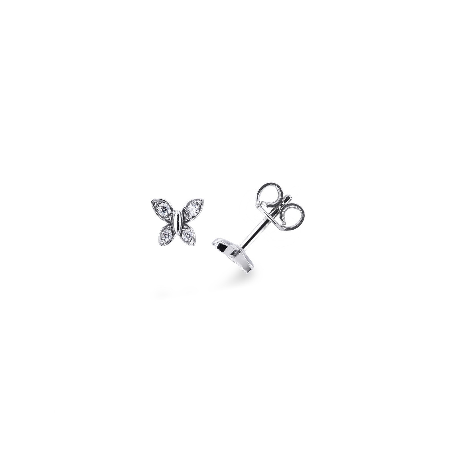 NKlaus Orecchini A Perno In Oro Giallo 333 (8 Carati) Con Zircone Blu Da 4mm. A Forma Di Farfalla. Chiusura A Farfalla. Leggeri E Ipoallergenici. Regalo Ragazza.