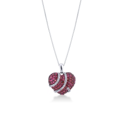 Burnished heart pendant with rubies and diamonds