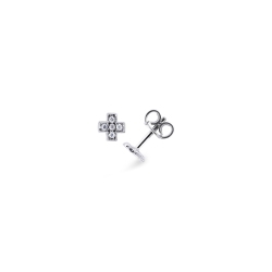 Carissima Orecchini A Lobo Croce In Oro Giallo 9ct Con Zirconi - Confezione Regalo Di Lusso