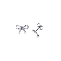 18k white gold ribbon earrings with diamonds