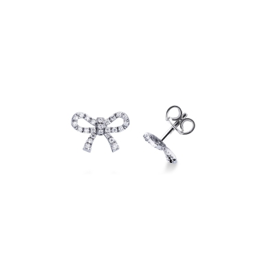 18k white gold ribbon earrings with diamonds