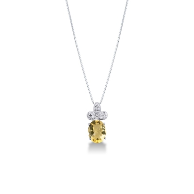 White gold 18k pendant with citrine topaz and diamonds 