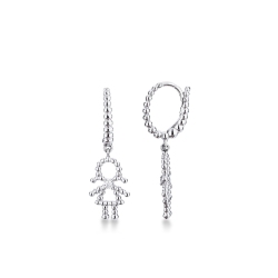 White gold 18k drop earrings with child pendant and diamonds 