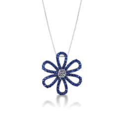 Big flower pendant with sapphires and diamonds