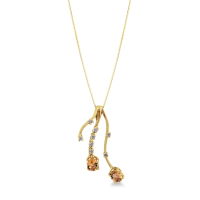 Branches pendant in 18k yellow gold with citrine and diamonds