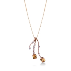 Branches pendant in 18k rose gold with citrine and diamonds