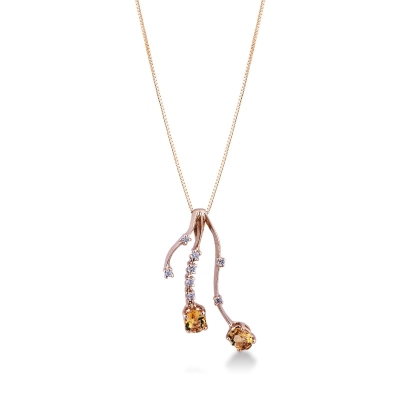 Branches pendant in 18k rose gold with citrine and diamonds