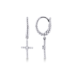 White gold 18k drop earrings with cross pendants with diamonds 