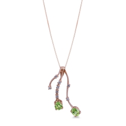 Branches pendant in 18k rose gold with peridots and diamonds