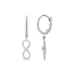 White gold 18k drop earrings with infinite symbol and diamonds 