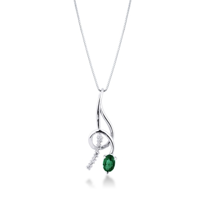 Snake pendant with emerald and diamonds