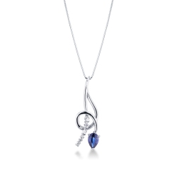 White gold 18k necklace with sapphire and diamonds