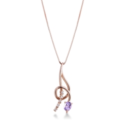 18k rose gold Fancy pendant with amethyst and diamonds