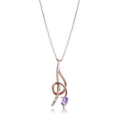18k rose gold Fancy pendant with amethyst and diamonds
