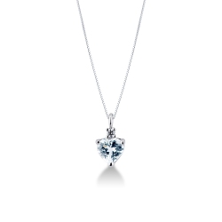 Collana con acquamarina cuore in oro bianco e diamante