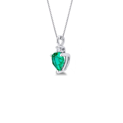 Emerald and diamond pendant in 18k white gold