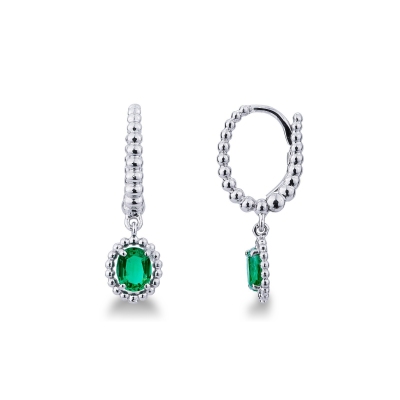 White gold 18k drop earrings with emeralds pendants 