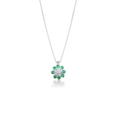 Little pendant with diamonds and emeralds