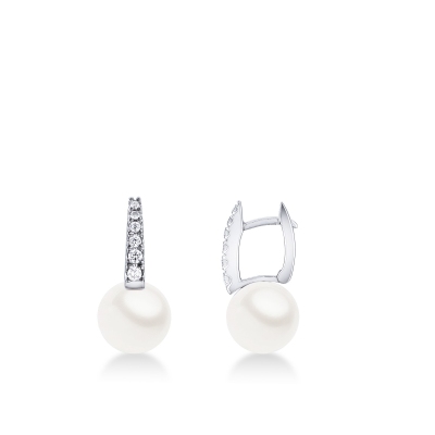 18k white gold earrings with pearls and diamonds 