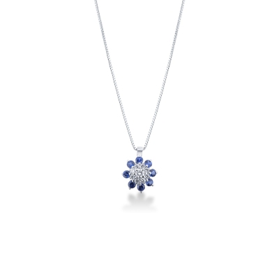 Little pendant with diamonds and blue sapphires