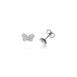 18k white gold stud butterfly with diamonds