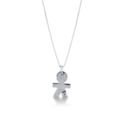 18k white gold child pendant with one diamond