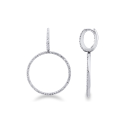 18k white gold hoop earrings with diamonds, 1,10 ct