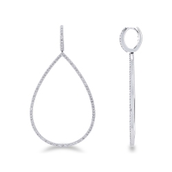 White gold 18k drop earrings pear shape with diamonds