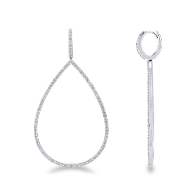 White gold 18k drop earrings pear shape with diamonds