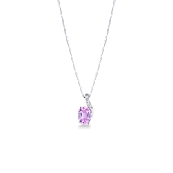 Fancy necklace with pink sapphire and round cut diamonds pendat