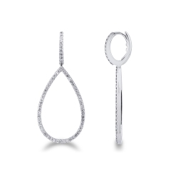 Drop earrings pear shape in 18k white gold with diamonds 