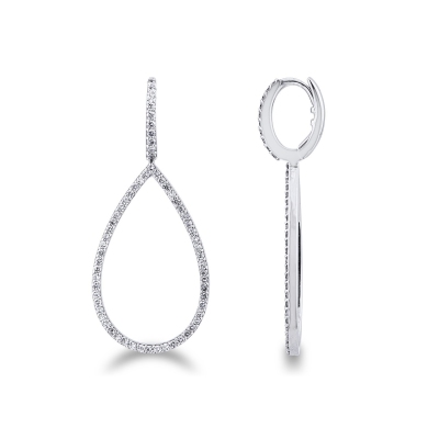 Drop earrings pear shape in 18k white gold with diamonds 