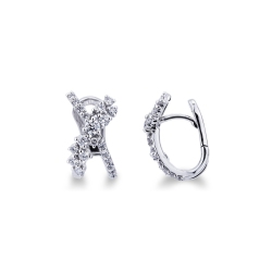White gold 18k criss cross diamonds earrings 
